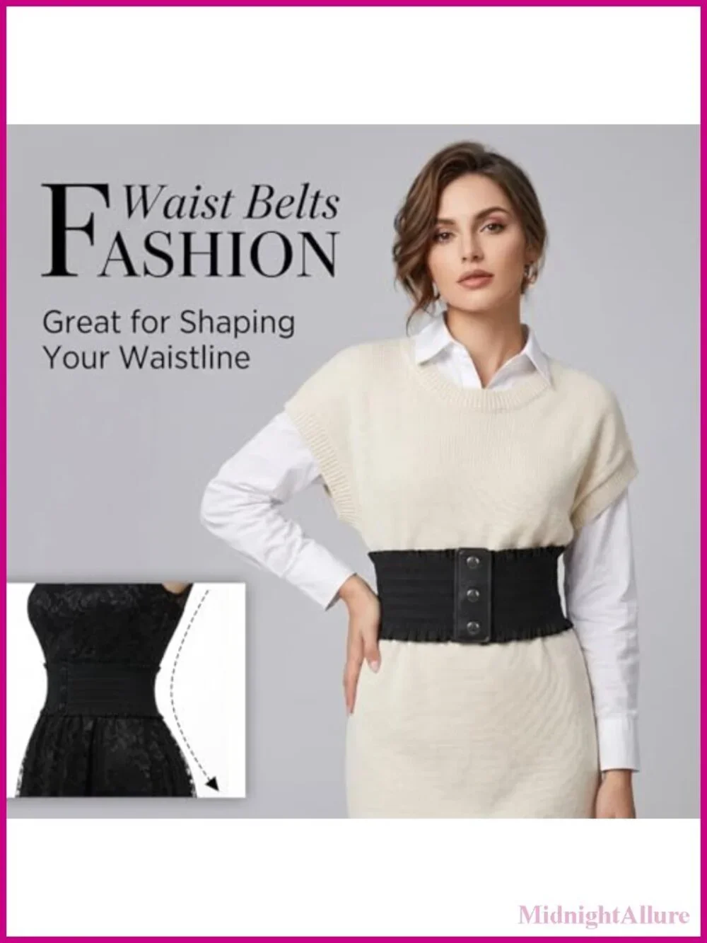 Wide Elastic Belt Women Snap Fastener Stretchy Waist Belt for Dress
